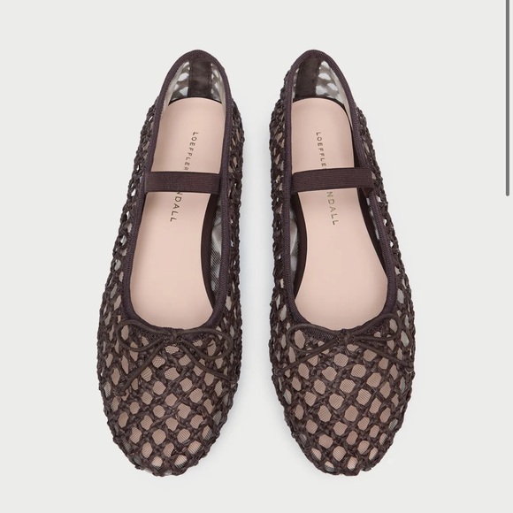 Loeffler Randall Leonie Chocolate Crochet Ballet Flat - Picture 1 of 2
